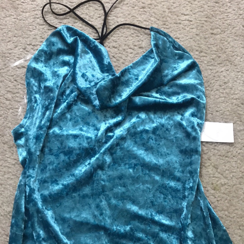 A blue velvet dress